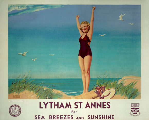 'Lytham St Annes for Sea Breezes and Sunshine', LMS poster, 1923-1947.
