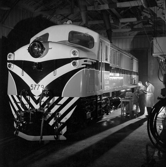 Finished diesel loco for export in main assembly hall, Darlington, 1959.