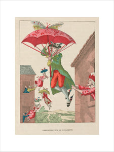 Butterfly-powered parachute, late 18th century.