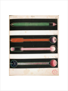 Glowing Geissler tubes, 1858.