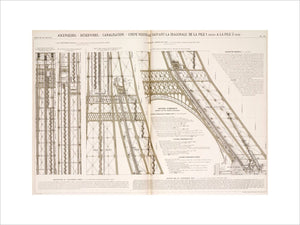 Diagram of the Eiffel Tower showing the lifts, c 1887.