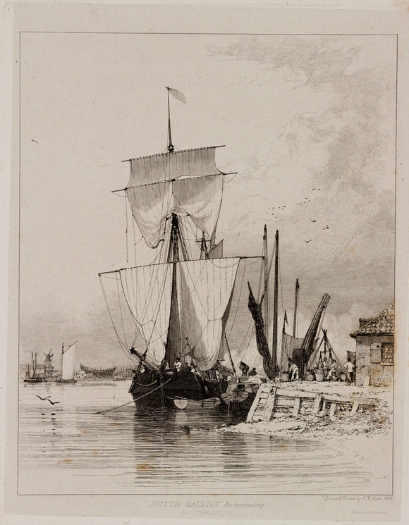 Dutch galliot unloading, Great Yarmouth, 1828.