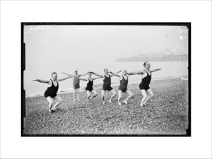 Men exercising on Brighton Beach, 1933.