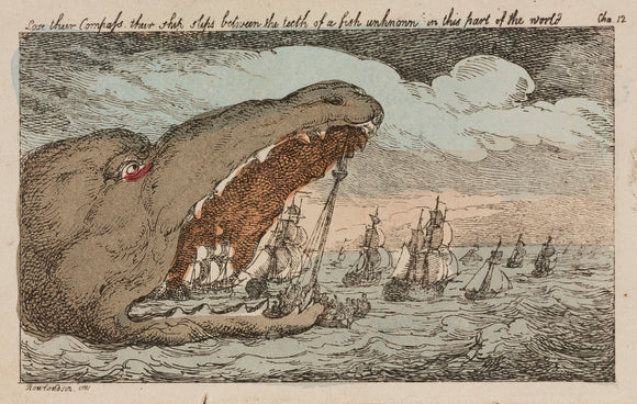 Sea monster devouring a fleet of ships, 1811.