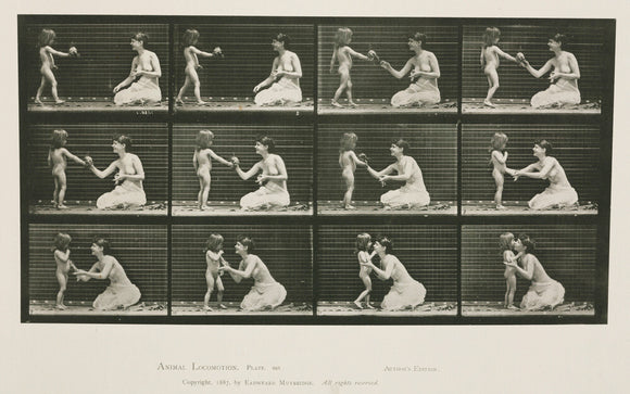 Time-lapse photographs of a woman and child, 1872-1885.