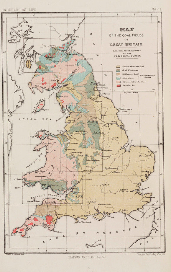 Map of the coal fields of Great Britain, 1869.