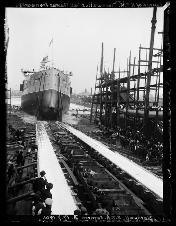 Launch Of HMS Cornwallis At Thames Ironworks, Blackwall', 1901