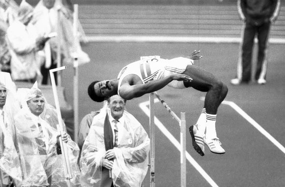 Daley Thompson, British athlete, Helsinki, Finland, 1983.