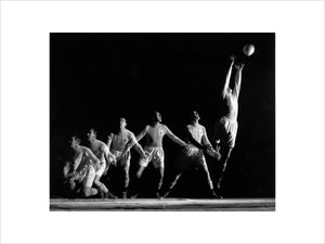 Frank Swift, British goalkeeper, multiple exposure, January 1949.
