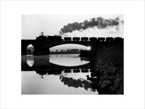 Steam locomotive crossing the River Trent, September 1965.