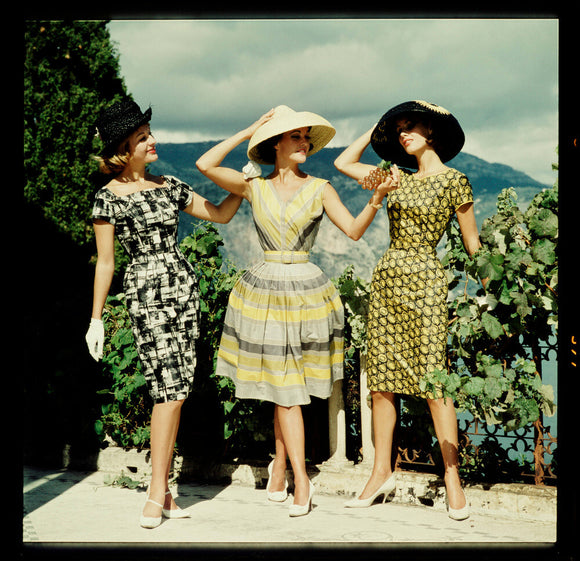 Three women in hats, 1960s.