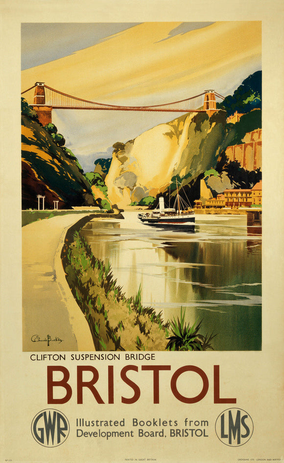 'Clifton Suspension Bridge, Bristol', GWR/LMS poster, c 1936.