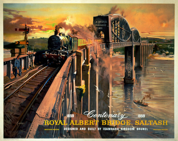 'The Royal Albert Bridge, Saltash', BR (WR) poster, 1958.
