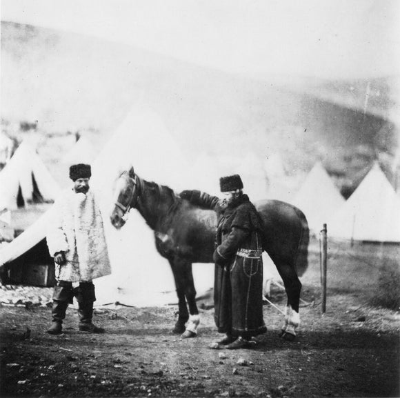 Colonel Lowe and servant in winter dress, c 1855.
