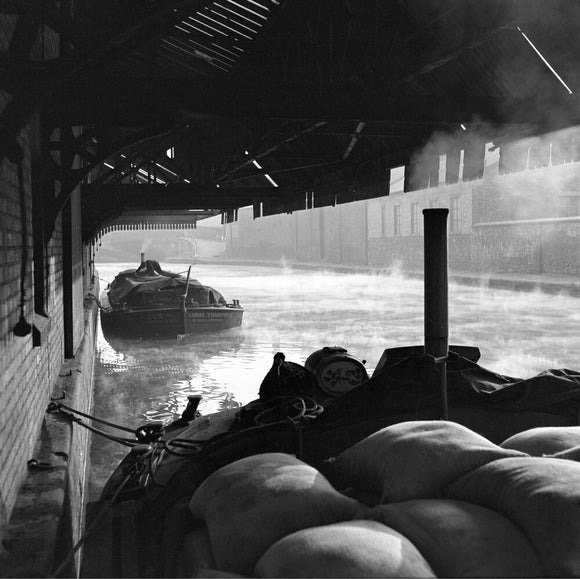 Barges awaiting discharge at Wigan Wharf, Wigan, 1949.