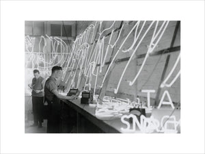 Working on neon tube signs, February 1933.