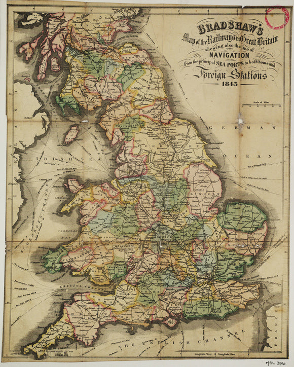 Bradshaw's Map of the Railways in Great Britain shewing also the line of Navigation from the principal Sea Ports .... George Bradshaw (1801-1853)