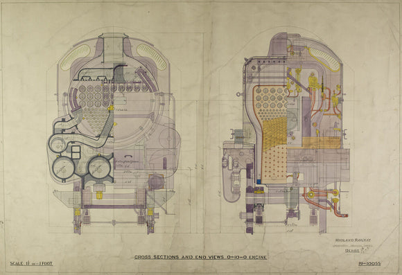 Cross sections and end view 0-10-0 Engine