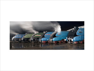 A-4 Class locomotives at the Great Gathering Great Goodbye in the National Railway Museum Shildon, 2014.