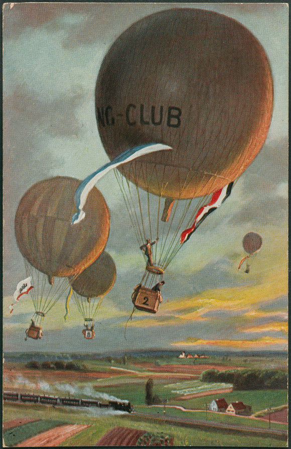 Postcard for a Hot Air Balloon race over the French countryside.