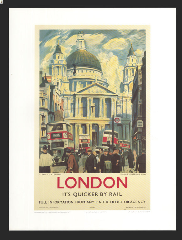 Poster, London & North Eastern Railway, 'London', St Paul's Cathedral by James Bateman, 1939.