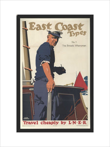 East Coast Types, No 1, The Broads Wherryman, Travel cheaply by LNER, by Frank Newbould, 1931.