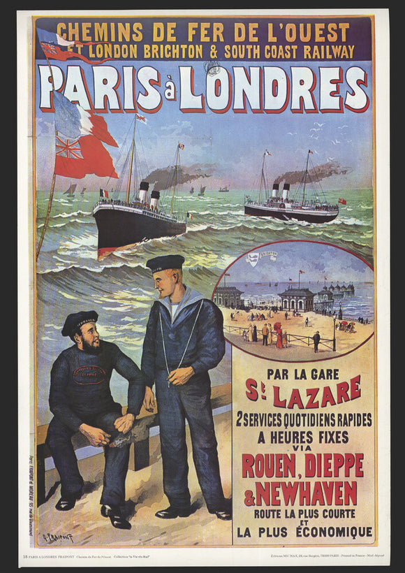 Reproduction poster, 'Chemins de Fer de l'Ouest et LBSCR', by Gustave Fraipont.