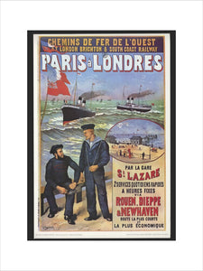 Reproduction poster, 'Chemins de Fer de l'Ouest et LBSCR', by Gustave Fraipont.