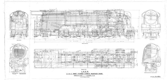 General arrangement drawing of LNER P2 class 2-8-2 locomotives, 1934.