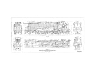 General arrangement drawing of LNER P2 class 2-8-2 locomotives, 1934.