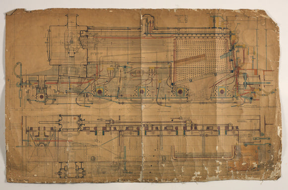 General arrangement of Somerset and Dorset Joint Railway 7F 2-8-0 locomotive, Midland Railway Derby works drawing