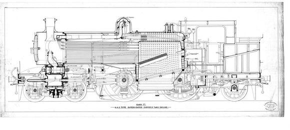 Class I3 4-4-2T superheated express tank engine, side elevation annotated with oiling points