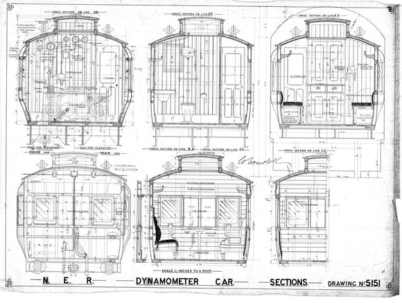 Sections of dynamometer car, North Eastern Railway