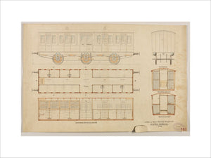 30'6'' dog carriage with 26 kennels and attendant's accommodation, designed at request of Charles Crufts, London and