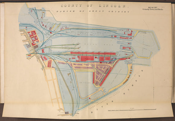 Plan of Grimsby Town and Docks including th Royal Dock, Union Dock, River Humber, fish docks, dry dock, coal jetties,