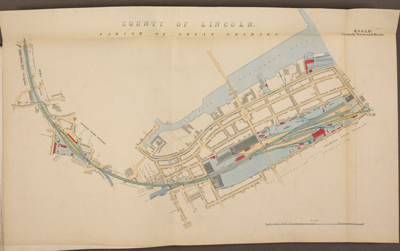 Plan of Grimsby town and docks showing, Grimsby Town station and Grimsby Dock station, Alexandra Dock, Tramway, engine