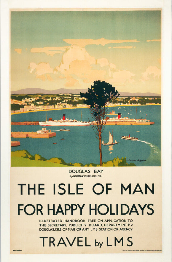 'Isle of Man for Happy Holidays', LMS poster, 1923-1947.