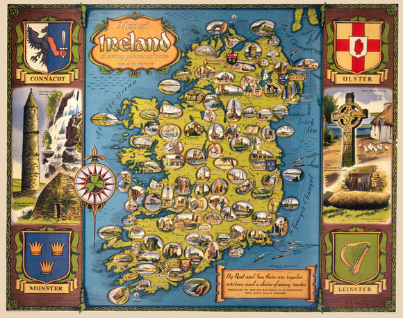 Map of Ireland, BR poster, c 1950s.