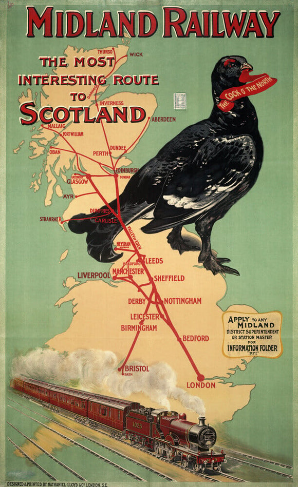Midland Railway - The Most Interesting Route to Scotland'. MR poster;1907