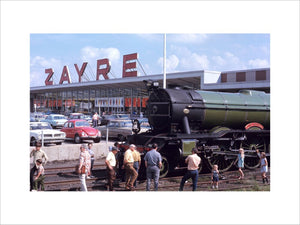 The Flying Scotsman at Joliet, Illinois, alongside a Zayre store, en route to San Francisco in 1971.
