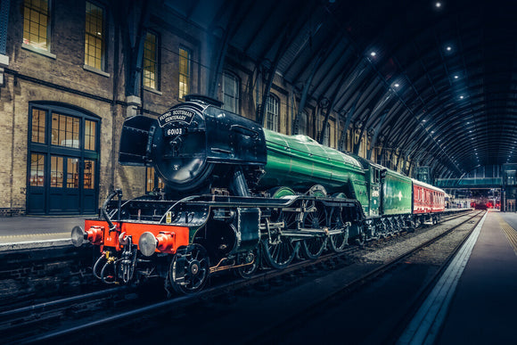 The iconic Flying Scotsman locomotive at the 170th Anniversary of the opening of Kings Cross Station in London, 14th October 2021