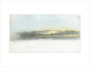 Cloud study by Luke Howard, c1803-1811: Nimbus, blowing away in a wintry sun. Pencil, with blue, yellow and grey wash.