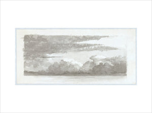 Cloud study by Luke Howard, c1803-1811: Cumulus behind stratus. Grey wash with white.