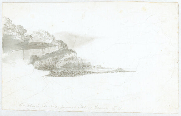 Cloud study by Luke Howard, c1803-1811: Partially finished rough sketch of landscape as in 1981-682/43.