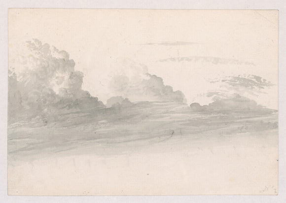 Cloud study by Luke Howard, c1803-1811: Stratus beneath cumulus. Pencil and grey wash.