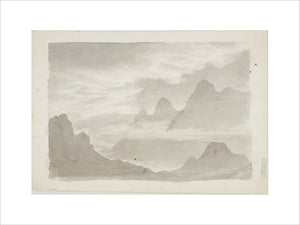 Cloud study of Layers of stratus, wreathing mountain slopes