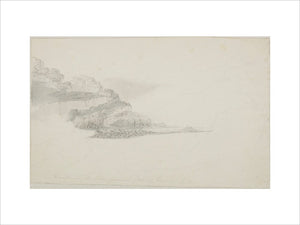 Partially finished rough sketch of landscape with cloud study