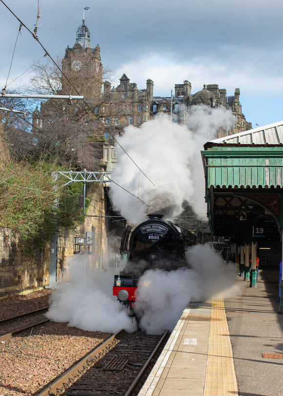 Flying Scotsman leaving Waverley Station, Edinburgh.