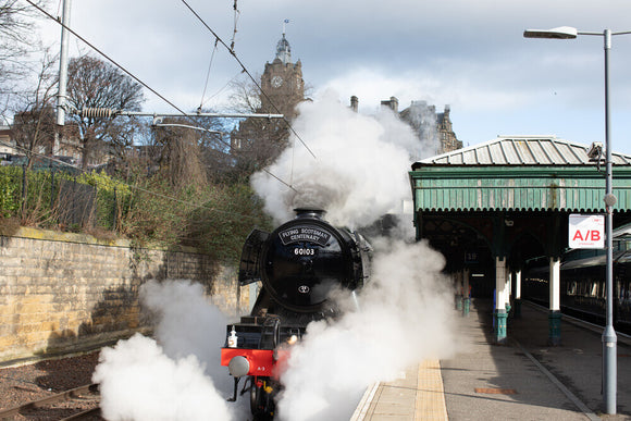 Flying Scotsman leaving Waverley Station, Edinburgh.