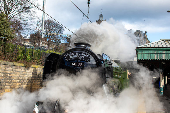 Flying Scotsman leaving Waverley Station, Edinburgh.